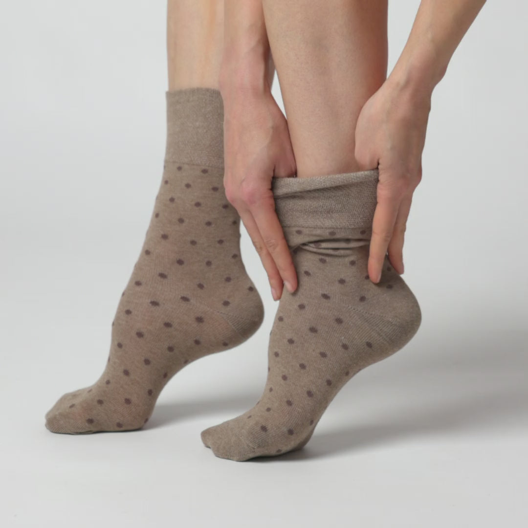 3 Paar Damen-Baumwollsocken mit digitalen Punkten - Braun/Neutral
