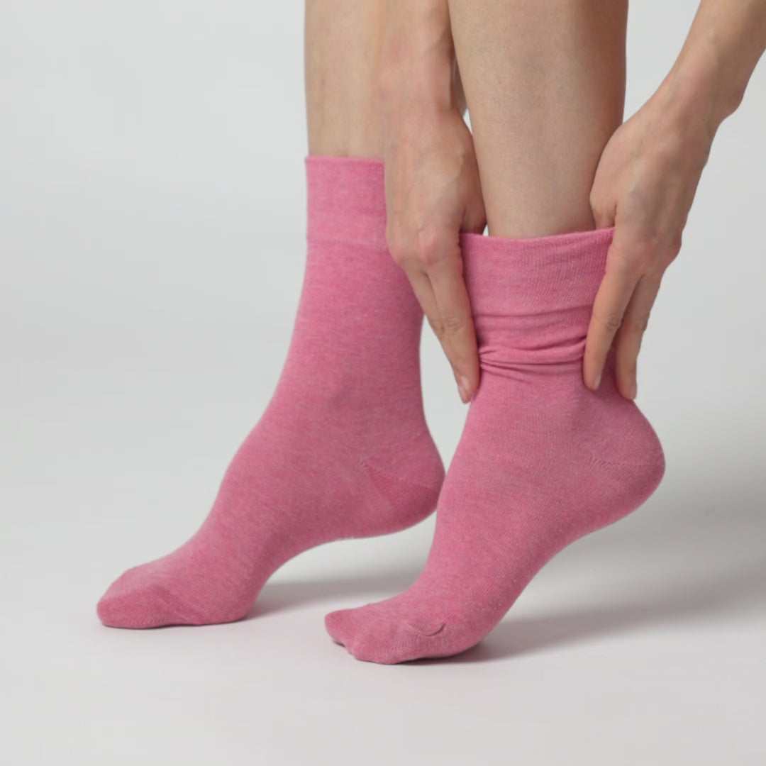 3 Pairs Ladies Plain Cotton Socks - Grey/Lavender/Rose