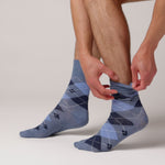 Load and play video in Gallery viewer, 3 Pairs Men&#39;s Argyle Cotton Socks - Leven Navy/Denim
