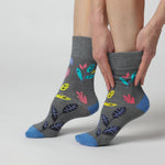 Load and play video in Gallery viewer, 3 Pairs Ladies Colourburst Cotton Socks - Floral Pop
