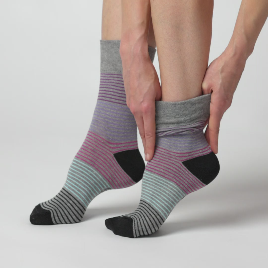 3 Paar Damen-Baumwollsocken - Gemischte schwarze Streifen