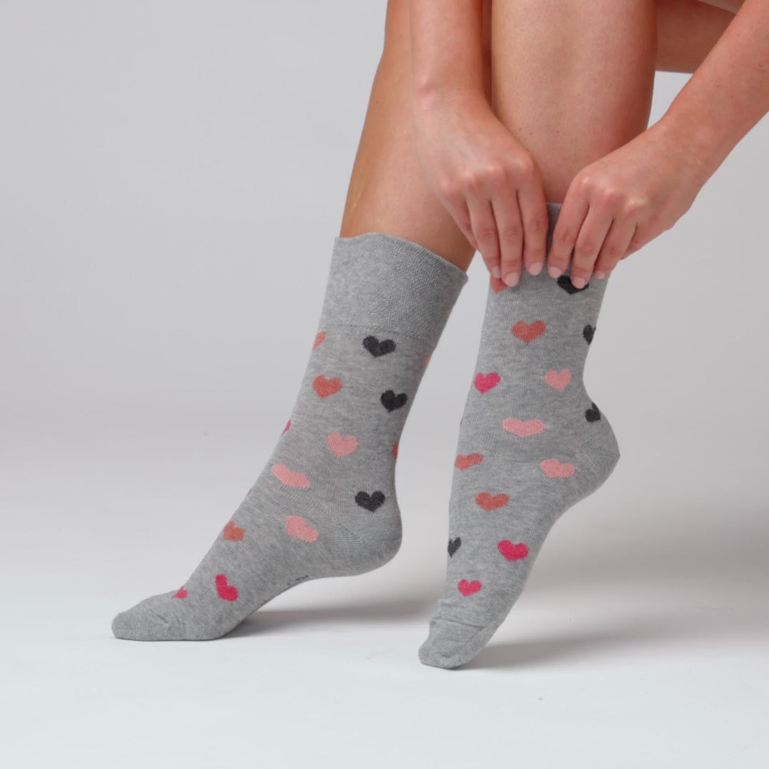 3 Paar Damen Baumwollsocken - Queen Of Hearts