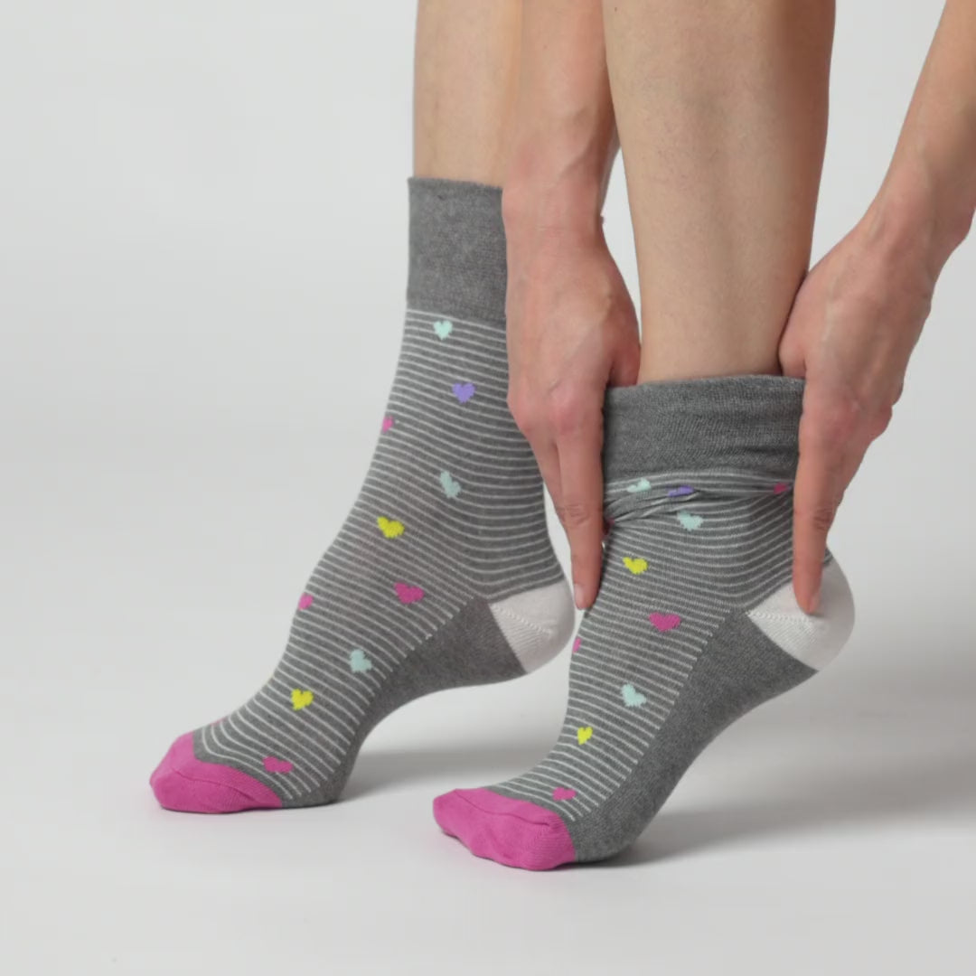 3 Pairs Ladies Colourburst Cotton Socks - Sweetheart