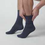 Load and play video in Gallery viewer, 3 Pairs Men&#39;s Plain Cotton Socks - Blue Mix

