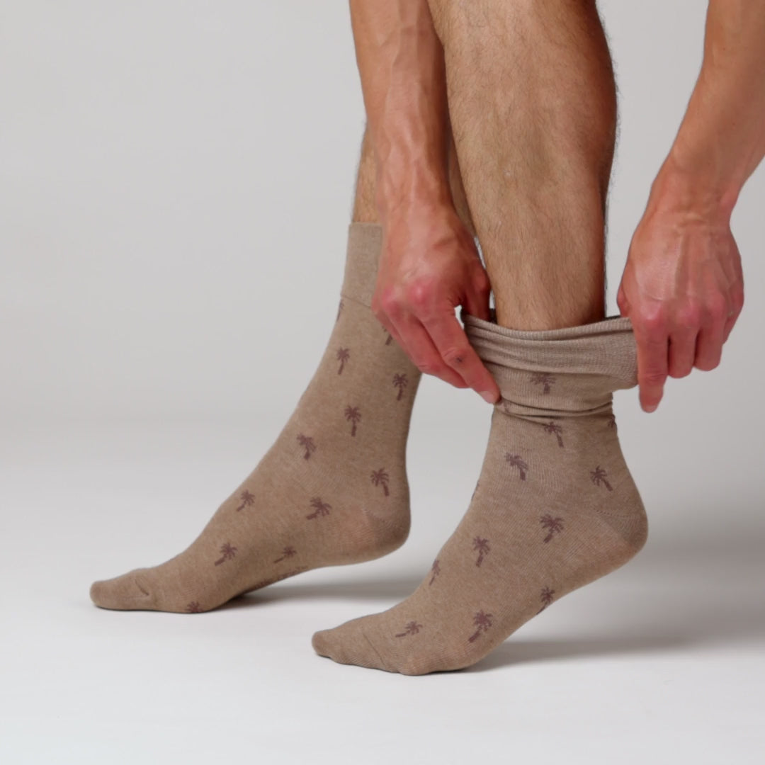 3 Pairs Mens Holiday Cotton Socks - Palm Tree