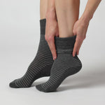 Load and play video in Gallery viewer, 3 Pairs Ladies Varsity Stripe Cotton Socks - Grey

