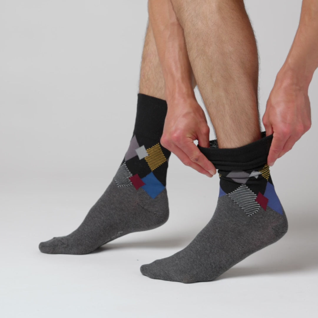 3 Pairs Men's Argyle Cotton Socks - Metro