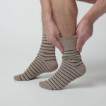 Load and play video in Gallery viewer, 3 Pairs Men&#39;s Litha Varied Stripe Cotton Socks - Brown
