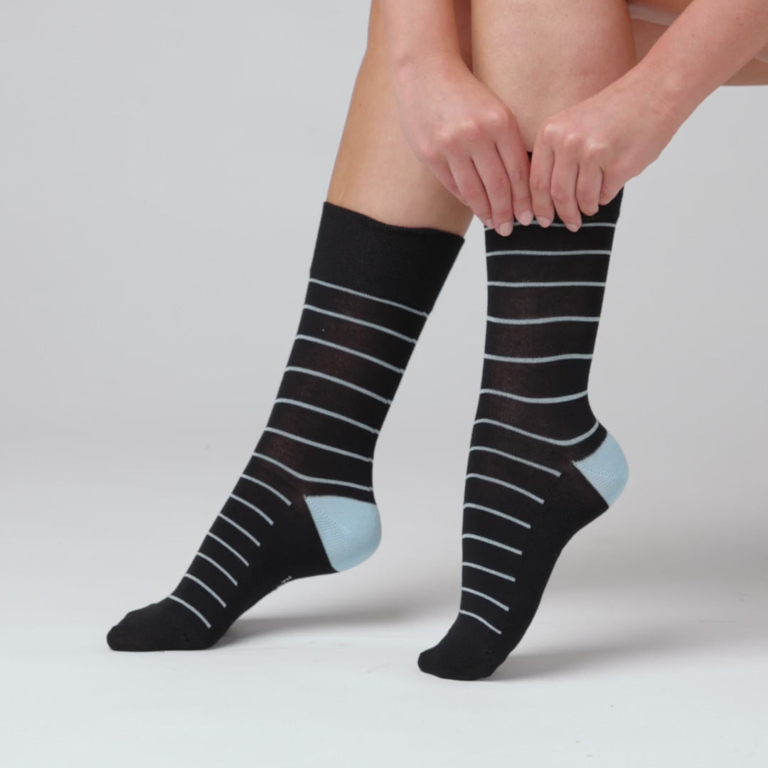 3 Paar Damen Bambussocken - Minimal Stripe