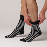 Load and play video in Gallery viewer, 3 Pairs Men&#39;s Litha Varied Stripe Cotton Socks - Black
