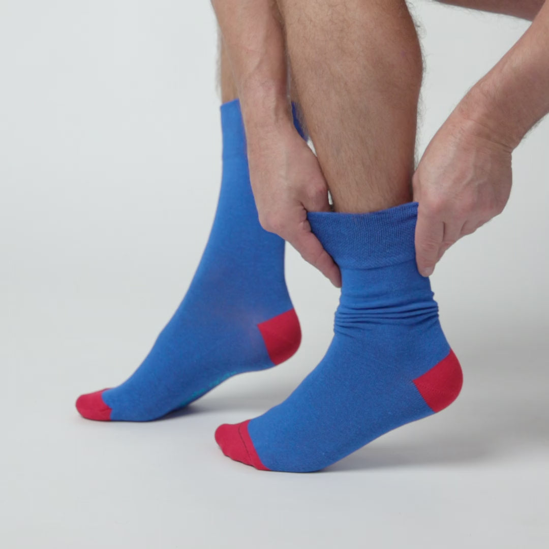 3 Pairs Men's Colourburst Cotton Socks - Royal