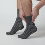 Load and play video in Gallery viewer, 3 Pairs Men&#39;s Litha Varied Stripe Cotton Socks - Black Mix
