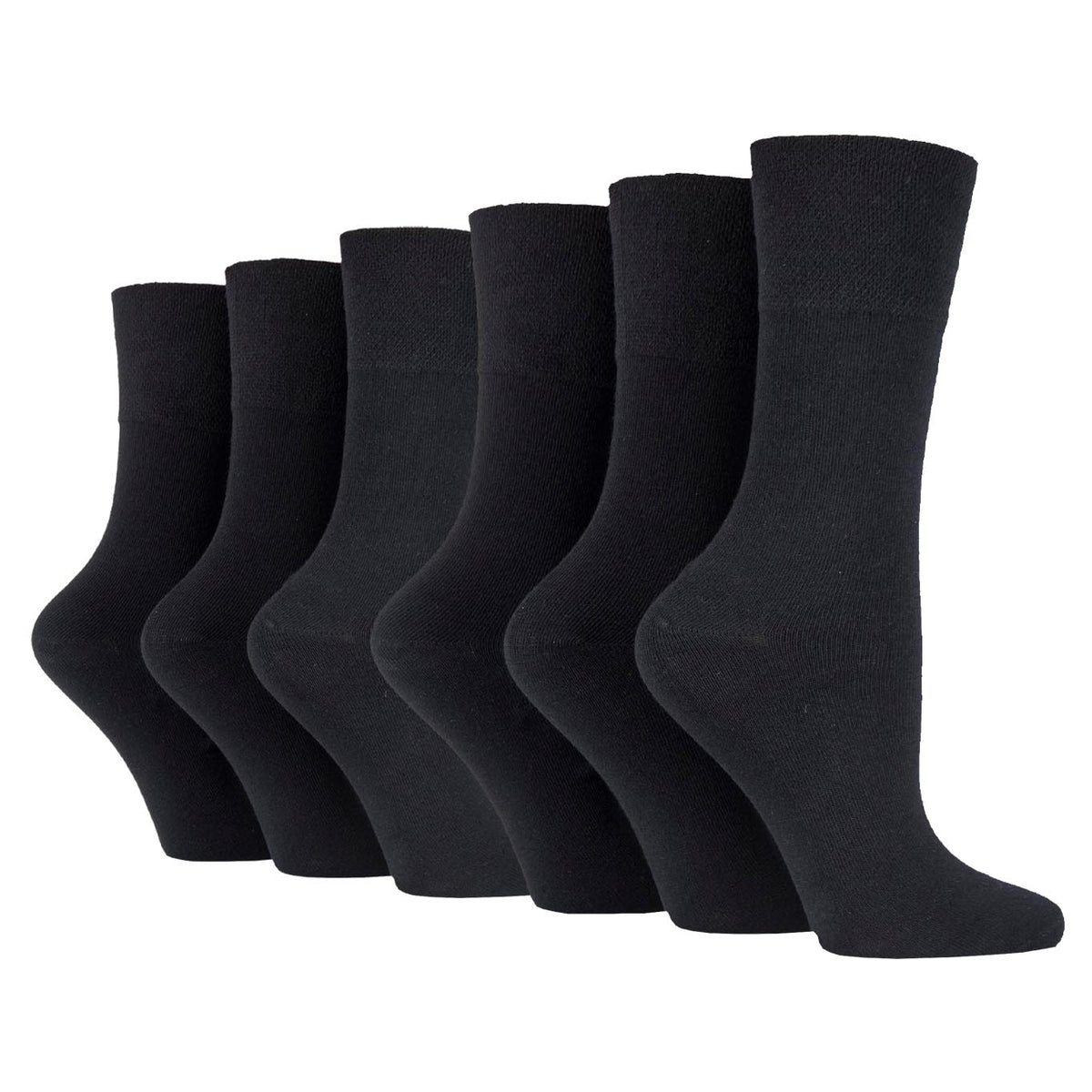 6 Paar Diabetikersocken für Damen - Schwarz