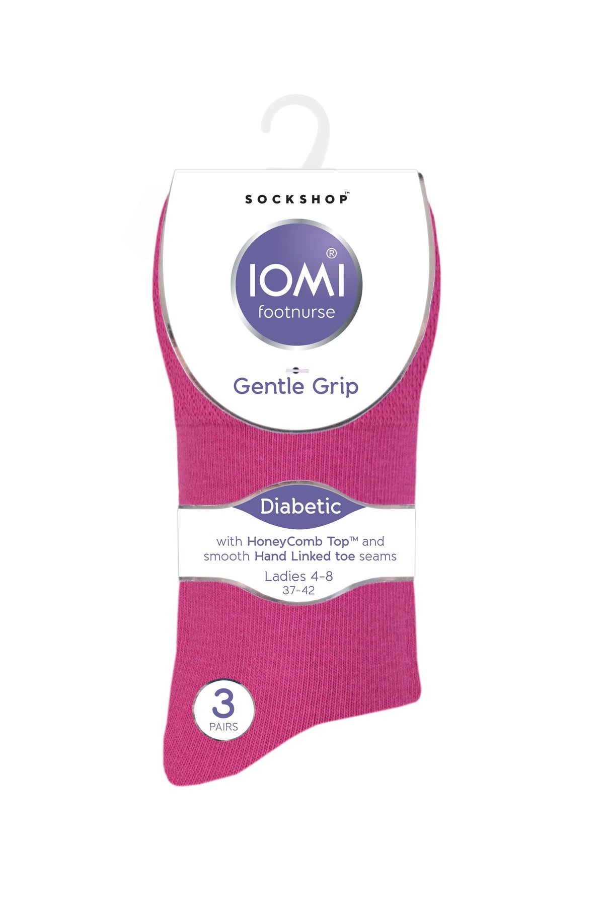 6 Paar Diabetikersocken für Damen - Rosa/Lila