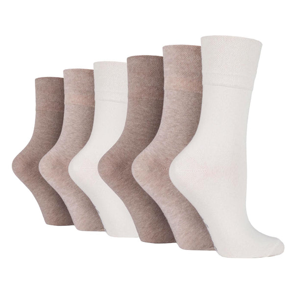 6 Paar Damen-Diabetikersocken - Hellbraun Mix