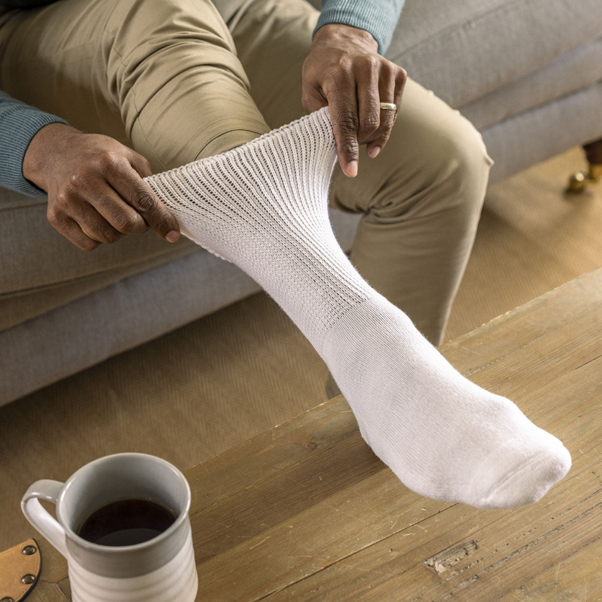 3 Paar gepolsterte Diabetikersocken – Weiß