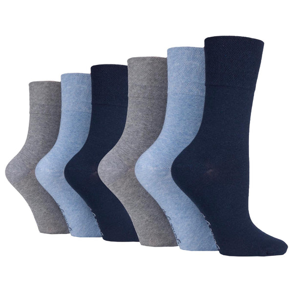 6 Paar schlichte Baumwollsocken für Damen – Marineblau/Jeansblau/Hellgrau